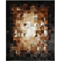 Beige To Brown Gradient Squares Patchwork Cowhide Rug - thumbnail 4