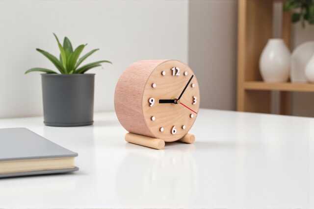 Small Wooden Desk Clock, Silent, Eco Natural Home Decor - image 1