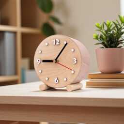 Small Wooden Desk Clock, Silent, Eco Natural Home Decor - thumbnail 4