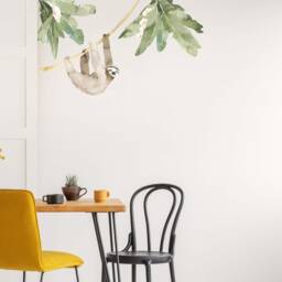 Jungle Sloth & Tropical Leaves - Watercolour Wall Decals, Plastic-Free Kids Room Wall Stickers - thumbnail 3
