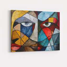 Bold Cubist Dual Face Geometric Abstract Portrait Canvas Wall Art Print Decor Picture Ready To Hang - thumbnail 4