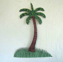 Handmade Palm Tree Metal Wall Art Tropical Island Decor - 12x16 - thumbnail 1