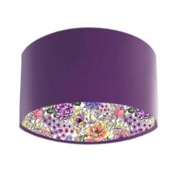 Summer Wildflowers Lampshade in Amethyst Velvet, Purple Patterned Lampshade