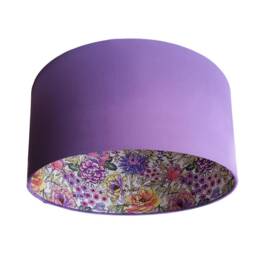 Summer Wildflowers Lampshade in Amethyst Velvet, Purple Patterned Lampshade - thumbnail 2