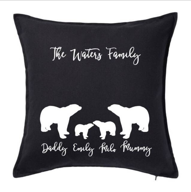 Personalised Family Cushion/Xmas Gift Present New Baby Just Married Polar Bear Cubs