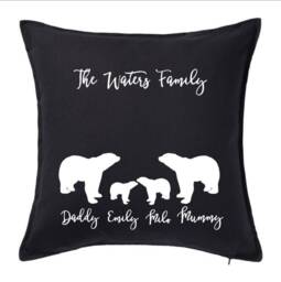 Personalised Family Cushion/Xmas Gift Present New Baby Just Married Polar Bear Cubs