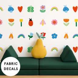 Ladybug, Heart & Rainbow Fabric Wall Stickers Removable Nursery Decor - thumbnail 3