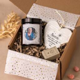 Sympathy Gift Box With Photo Candle & Heart Keepsake