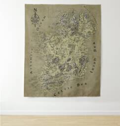 Ireland Tapestry, Fantasy Map, Irish Modern Large Wall Decor, Classic Map Art, Living Room