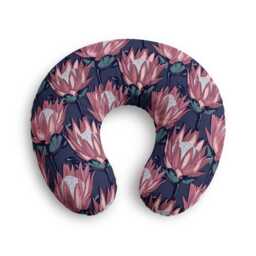 Pink Protea Floral Nursing Pillow Cover - Navy Background - thumbnail 2