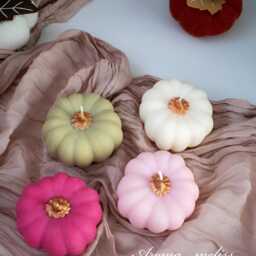 Handmade 3D Pumpkin Candle Halloween Decor, Soy-Beeswax Blend - thumbnail 2