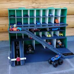 Toy Car Storage For Toy Cars, 3-5 Year Old Toddler Boy Gift, Wooden Garage