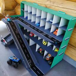 Toy Car Storage For Toy Cars, 3-5 Year Old Toddler Boy Gift, Wooden Garage - thumbnail 3