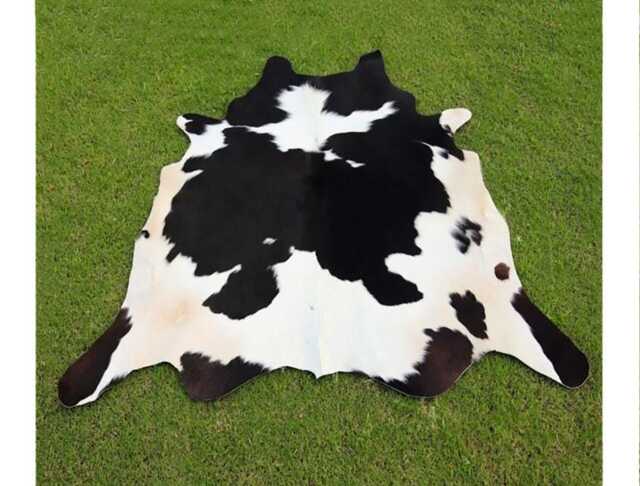 Black & White Cowhide Rug, Unique Panda Print Home Decor Soft Carpet Hair On Brazilian Rug - image 1