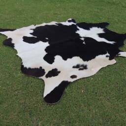 Black & White Cowhide Rug, Unique Panda Print Home Decor Soft Carpet Hair On Brazilian Rug - thumbnail 2