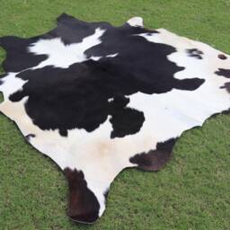 Black & White Cowhide Rug, Unique Panda Print Home Decor Soft Carpet Hair On Brazilian Rug - thumbnail 3