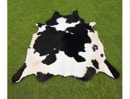 Black & White Cowhide Rug, Unique Panda Print Home Decor Soft Carpet Hair On Brazilian Rug - thumbnail 1