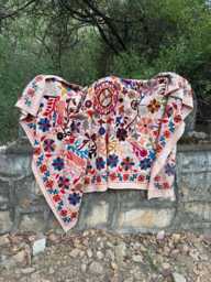 Handmade Suzani Quilt Cotton Bedspread - Vintage Inspired Embroidered Blanket Bohemian Bedding Artisan Textile Throw