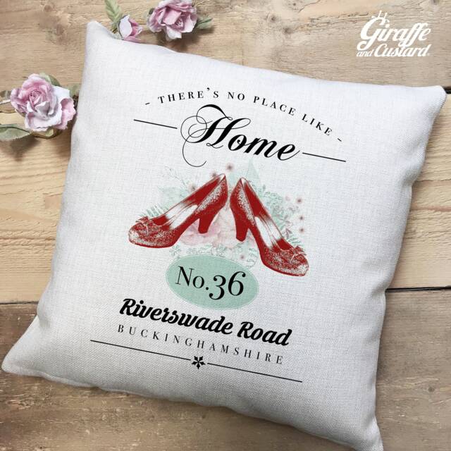 Personalised Wizard Of Oz Cushion Cover - New Home Housewarming Gift No Place Like Quote Ruby Slippers Decor 40cm 16 Inch - image 1