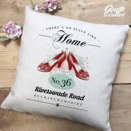 Personalised Wizard Of Oz Cushion Cover - New Home Housewarming Gift No Place Like Quote Ruby Slippers Decor 40cm 16 Inch - thumbnail 1