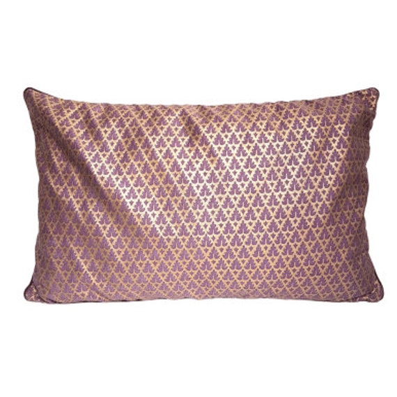 Fortuny Fabric Throw Pillow Cushion Cover in Chinese Plum & Gold Murillo Pattern - Made Italy - image 1