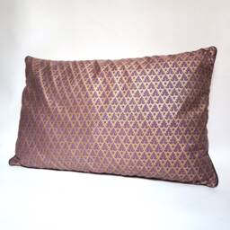 Fortuny Fabric Throw Pillow Cushion Cover in Chinese Plum & Gold Murillo Pattern - Made Italy - thumbnail 3