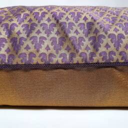 Fortuny Fabric Throw Pillow Cushion Cover in Chinese Plum & Gold Murillo Pattern - Made Italy - thumbnail 4