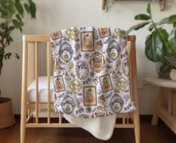 Halloween - Frames Jlr, Sherpa Fleece Blanket, Decor, Kids Bedding, Purple, Children's Room, Ghost, Pumpkins, Blanket