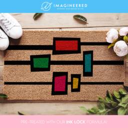 Entryway Decor Must-Have, Mid Century Modern Decor, Stylish Doormat, Coir Abstract Squares Doormat Rug - thumbnail 1