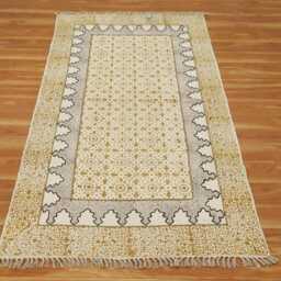 Hand Block Printed Cotton Dhurrie Rug, Bohemian Decor - thumbnail 2
