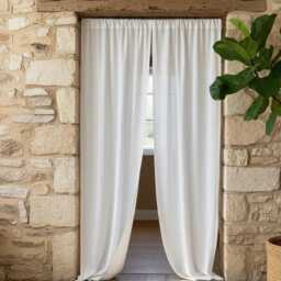 Linen Curtains. Handmade Curtain Panel Semi-Sheer Rod Pocket Drapes. Custom Natural Panel - thumbnail 4