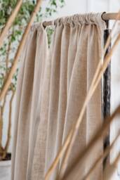Linen Curtains. Handmade Curtain Panel Semi-Sheer Rod Pocket Drapes. Custom Natural Panel