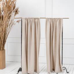 Linen Curtains. Handmade Curtain Panel Semi-Sheer Rod Pocket Drapes. Custom Natural Panel - thumbnail 3