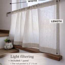 Linen Curtains. Handmade Curtain Panel Semi-Sheer Rod Pocket Drapes. Custom Natural Panel - thumbnail 4