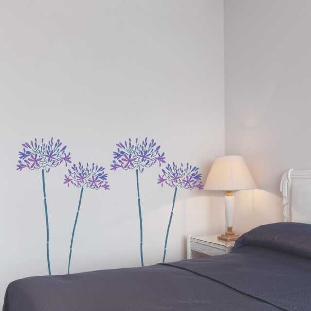 Agapanthus Flower Stems Stencil - Reusable Floral Wall Stencil For Walls, Furniture, Diy & Home Decor- Large Reusable 10001 - image 1