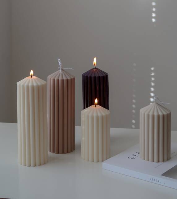 Thick Ribbed Soy Wax Candle Vegan Wedding Decor - 20x7cm - image 1