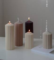 Thick Ribbed Soy Wax Candle Vegan Wedding Decor - 20x7cm