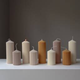Thick Ribbed Soy Wax Candle Vegan Wedding Decor - 20x7cm - thumbnail 2