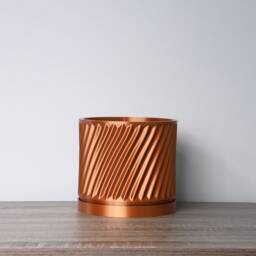 "Penelope Planter With Drainage & Saucer in Copper, Unique 3D-Printed Plant Pot, Small To Large Sizes 4"" 5"" 6"" 7"" 8" - thumbnail 3