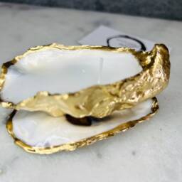 Pair Of Hand Poured Dorset Oyster Shell Candles Gold Leaf Coastal Decor, 3 Scents Available - thumbnail 3
