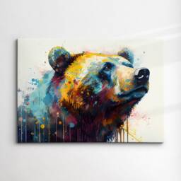 Bear Animal Abstract Oil Painting Splatter Modern Paint Style Wall Art Framed Canvas Poster Print, Home/Office Room Decor Gifts - thumbnail 3