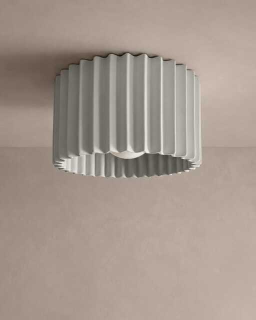 Large Syracuse - Ceramic Flush Mount Ceiling Light Handmade Minimalist Fixture in Bone White - image 1