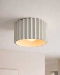 Large Syracuse - Ceramic Flush Mount Ceiling Light Handmade Minimalist Fixture in Bone White - thumbnail 1