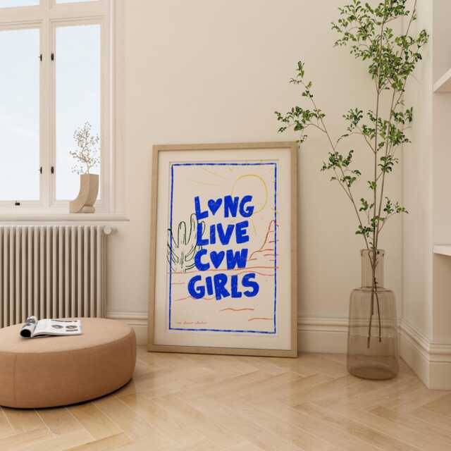 Long Live Cowgirls Art Print, Retro Western Decor - image 1