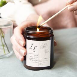 18Th Birthday Gift Floral Soy Wax Candle, Personalised Keepsake - thumbnail 1