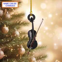 Custom Name Violin Personalized Ornament, Christmas Tree Hanging Decor, Flat 2D Owl Gift Ornament