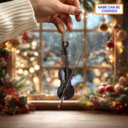 Custom Name Violin Personalized Ornament, Christmas Tree Hanging Decor, Flat 2D Owl Gift Ornament - thumbnail 2