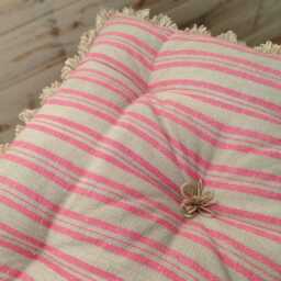 Custom Tufted Dining Cushions in Susie Watson Medium Ticking Stripe Rose/ Beech Fabric - Please Note That Full Price Is On Quotation - thumbnail 3