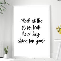 Lyric Wall Print, Framed Poster - Look At The Stars Look How They Shine For You - Coldplay Home Decor Gift A5 A4 A3 - thumbnail 2