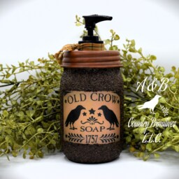 Old Crow Hand Soap Dispenser, Grubby Mason Jar With Pump, Country Farmhouse Bathroom Dispenser - thumbnail 3